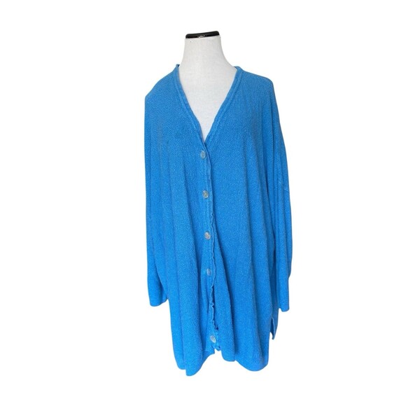 Vintage Stephanie Schuster Princess Knitwear Cardigan Womens 3X Blue Lagenlook - Picture 5 of 14